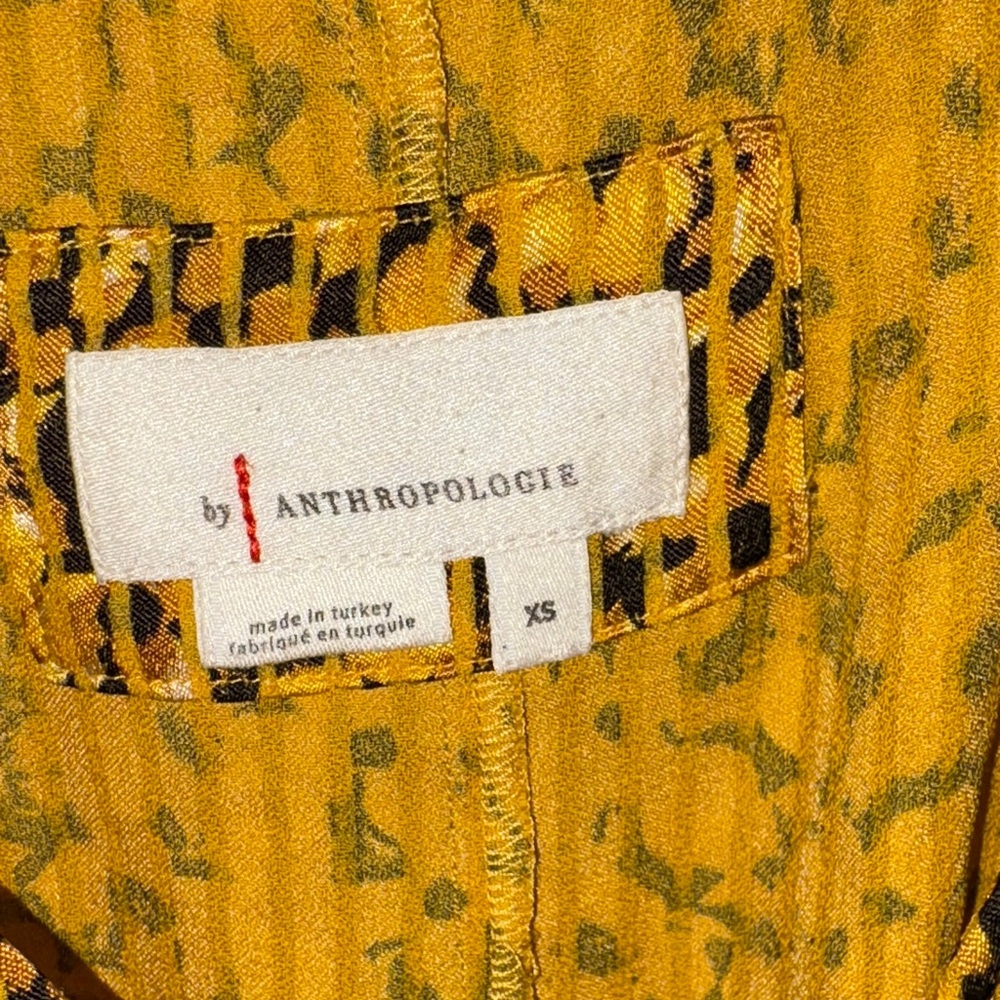 Anthropologie Yellow Floral Midi Dress size xs - Picture 2 of 6